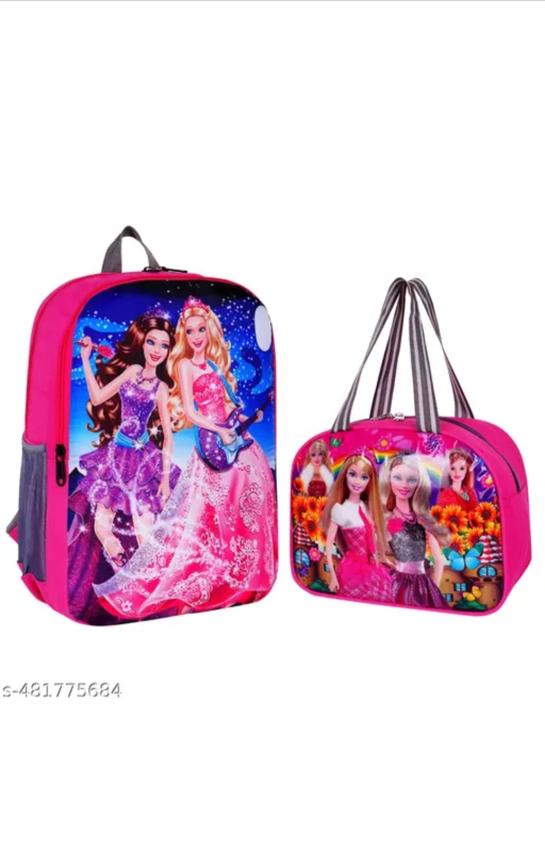 Kids' Barbie Princess School Backpack with Matching Insulated Lunch Bag - 2 Piece Combo Set (Pink