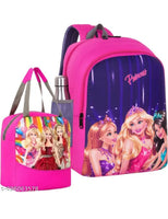Kids' Barbie Princess School Backpack with Matching Insulated Lunch Bag - 2 Piece Combo Set (Pink