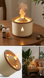 Ultrasonic Flame Aroma Diffuser & Essential Oil Humidifier – LED Fire Effect