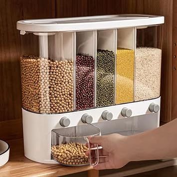 6-in-1 Wall-Mounted Kitchen Grain Dispenser & Storage Organizer