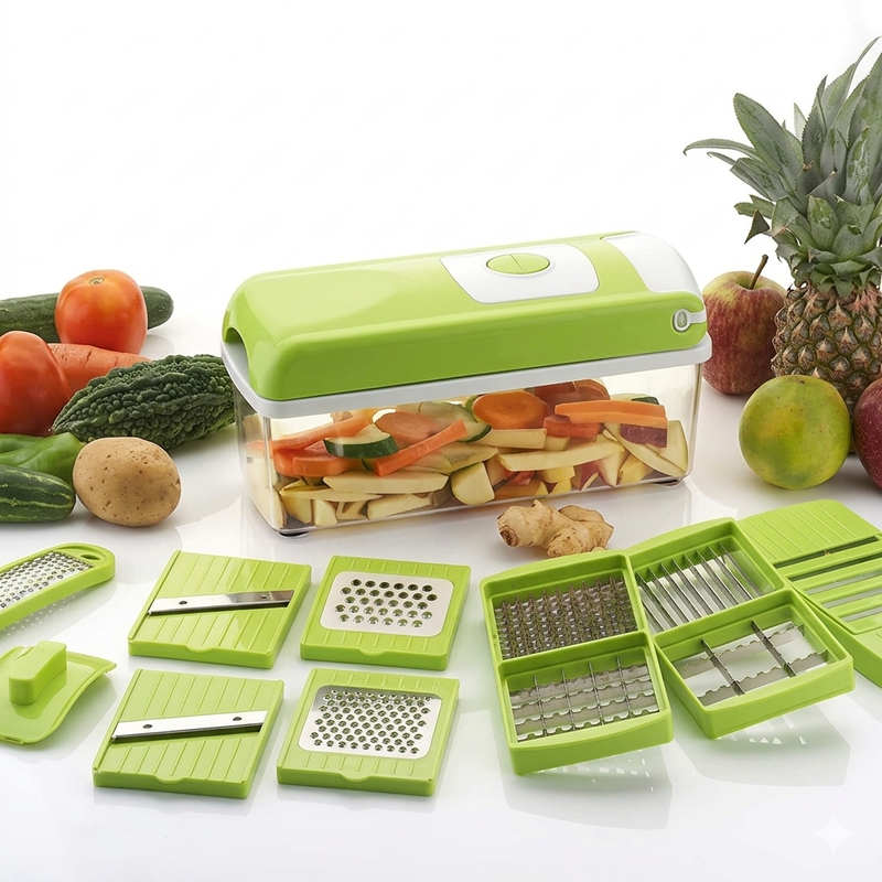 12-in-1 Multifunction Vegetable Chopper & Cutter with Storage Container