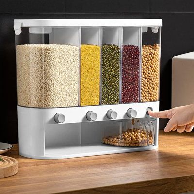 6-in-1 Wall-Mounted Kitchen Grain Dispenser & Storage Organizer