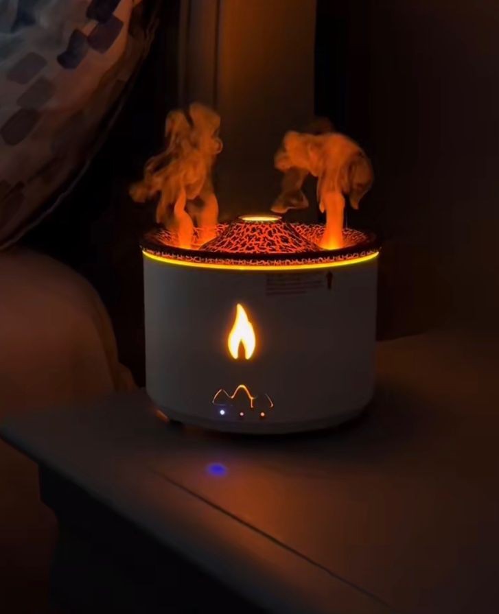 Ultrasonic Flame Aroma Diffuser & Essential Oil Humidifier – LED Fire Effect