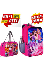 Kids' Barbie Princess School Backpack with Matching Insulated Lunch Bag - 2 Piece Combo Set (Pink